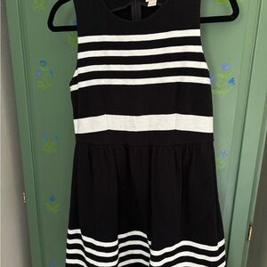 J. Crew Black and White Striped Casual Dress